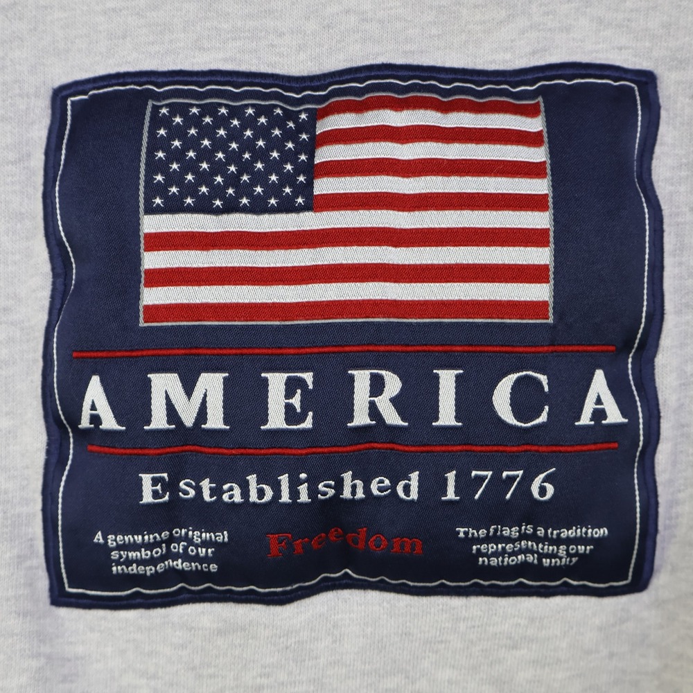 Vintage 90s C&B Sport America Flag Sweatshirt Size Large Gray Oversized - Picture 2 of 15